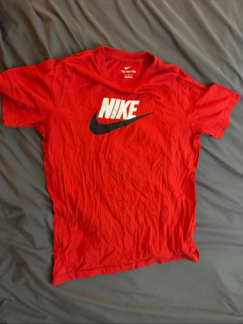 Nike Red Short-Sleeve Tee with White and Black Logo